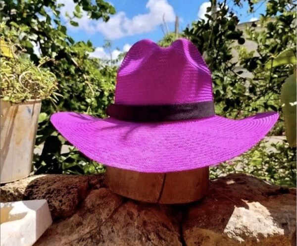 Sombrero a mano Jipijapa fucsia (3 piezas)